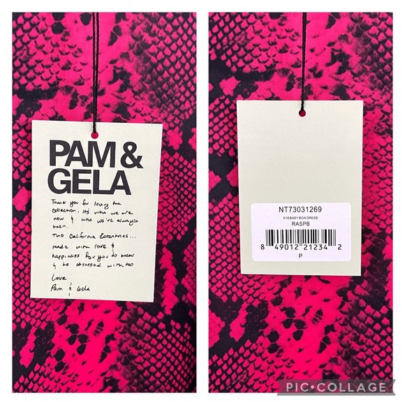 NWT Pam & Gela x Anthropologie | Red Pink Baby Boa Snakeskin Print Mini Dress - Picture 7 of 7